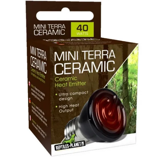 Снимка на Savannah Reptiles-Planet Mini Terra Ceramic Reptiles Heating Lamp - Керамична лампа с топлинна мощност за терариум с дълъг живот, 40 W
