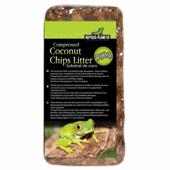 Снимка на Savannah Substrate pour Reptiles Compressed Coconut Chips Litter - Постеля за терариуми от кокосова кора, 500 гр.