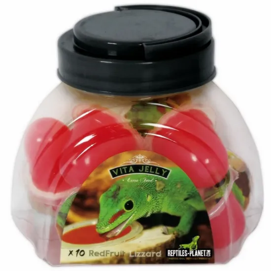 Снимка на Savannah Vita Jelly Red Fruit lizzard - Хранителна добавка за гущери и други влечуги с червени плодове, 10 пакетчета в буркан