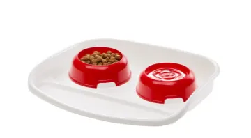 Показвай детайлите за Ferplast Lindo - Комплект за хранене за кучета и котки, поставка с две купи за храна и вода х 300 мл. 1 - MyPetShop.bg Снимка на Ferplast Lindo - Комплект за хранене за кучета и котки, поставка с две купи за храна и вода х 300 мл. 1