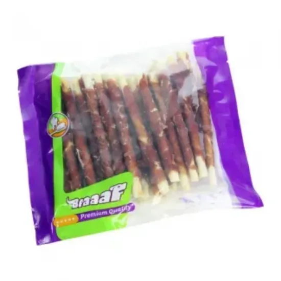 Снимка на Braaaf Roll Duck Sticks - Кучешко лакомство, солети от телешка кожа с патешко месо 30 броя, 300 грама