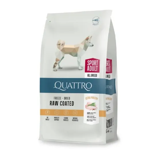 Снимка на Quattro Sport Adult Poultry - Пълноценна суха храна за израснали активни кучета с птиче месо, 12 кг.
