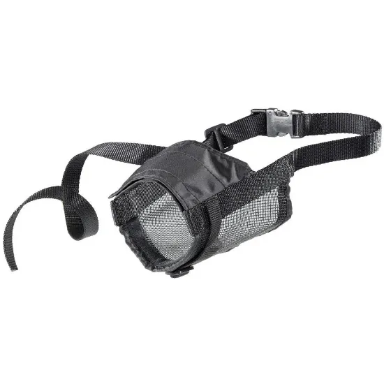 Снимка на Ferplast - Muzzle Net XXL - Регулируем намордник за кучета, A: 49÷71 см - B: 19÷35 см - C: 13см. - черен
