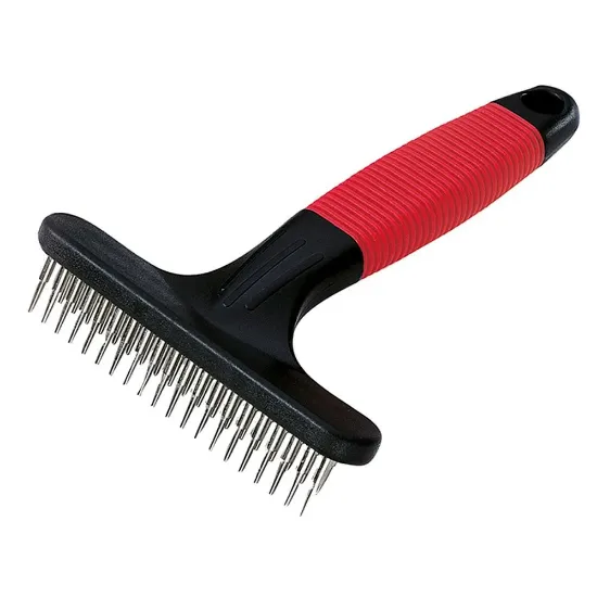 Снимка на Ferplast Dog and cat rake - Двуредова метална четка с въртящи се зъбци за кучета със средно и дълга козина, 11 x 3 x h 15,5 см.