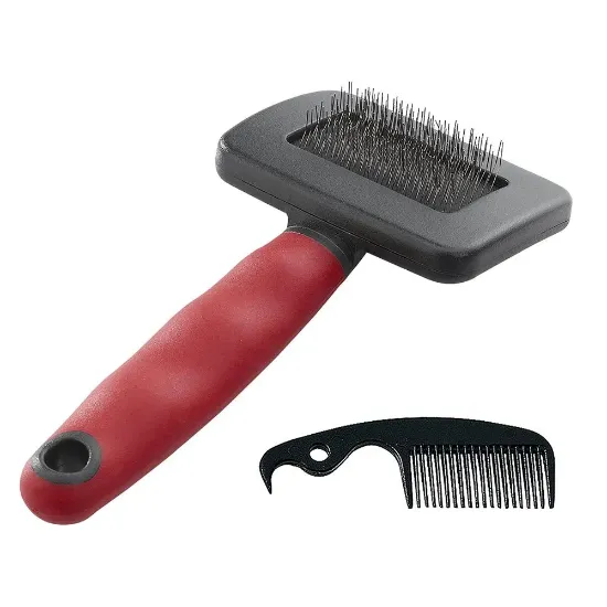 Снимка на Ferplast Dog and cat slicker brush - Четка за кучета и котки за финно разресване на козината + гребен, 15 x 7,3 x h 3,3 см.