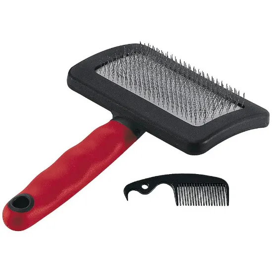 Снимка на Ferplast Dog and cat slicker brush - Четка за кучета и котки за финно разресване на козината + гребен, 19 x 12,1 x h 4,2 см.