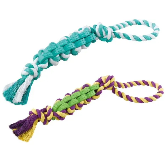 Снимка на Ferplast Dog toy made of cotton and rubber - Дентална играчка за кучета за дъвчене с дръжка за ръка, 40 x 4 x h 4 см./два модела/