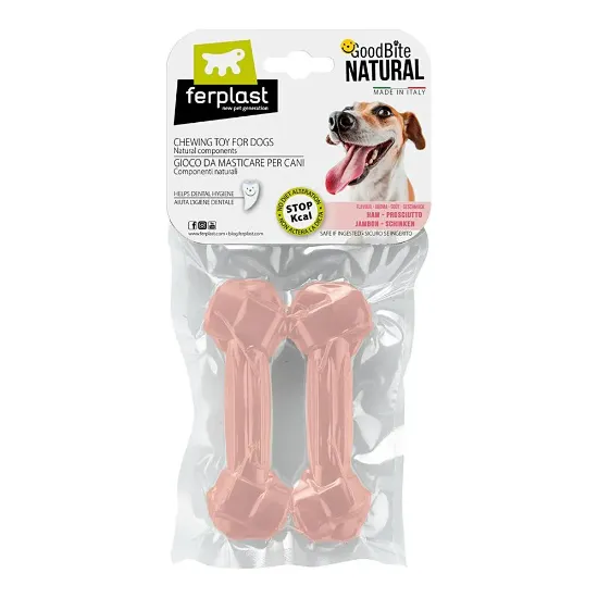 Снимка на Ferplast GoodBite Natural Medium - Лакомство за кучета - кокал за дъвчене от царевично нишесте с вкус на пилешко , 13,5 x 4,4 x h 2,1 -2 х 70 гр.