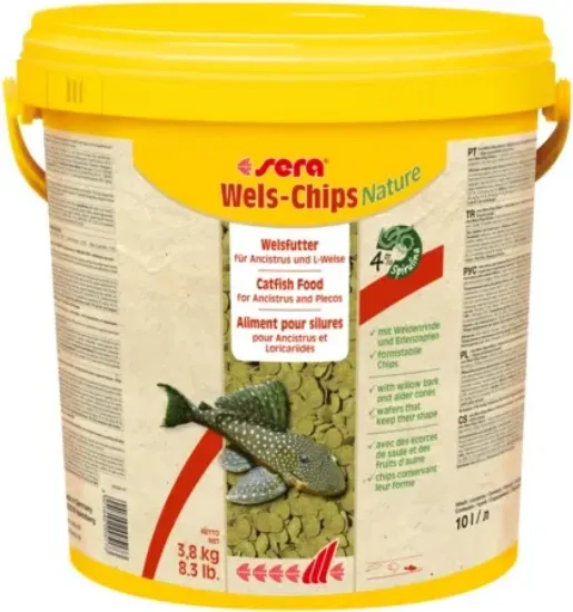 Снимка на Sera Wels-Chips Nature - Храна за придънни рибки с върба и елша, 3.8 кг.