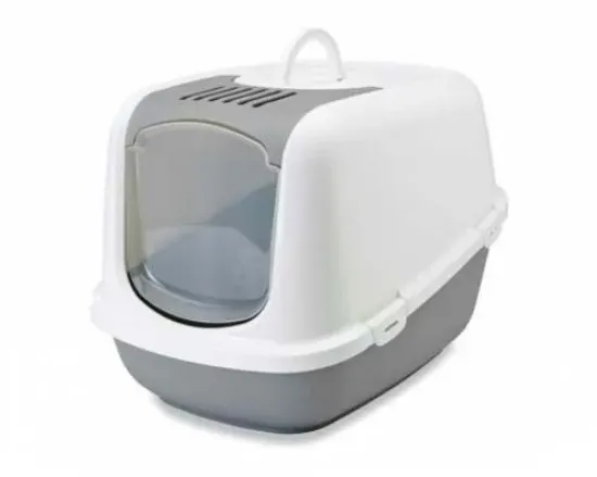 Снимка на Savic Nestor Jumbo - Закрита тоалетна за котки с филтър, 66,5 cм x 48,5 см x 46,5 cм./бяло сива/