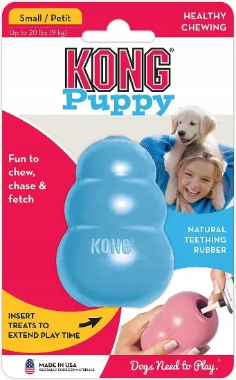 Снимка на Kong Puppy Large - Гумена играчка за дъвчене с пространство за лакомство , за подрастващи кучета от едри породи, успокояващ венците ,10.5 см.