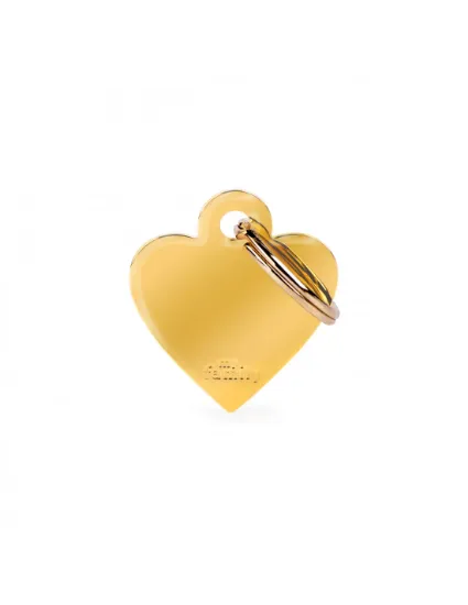 Снимка на My Family Dog Tag Small - Ръчно изработен адресник ,сърце, хромиран златист медальон за кучета