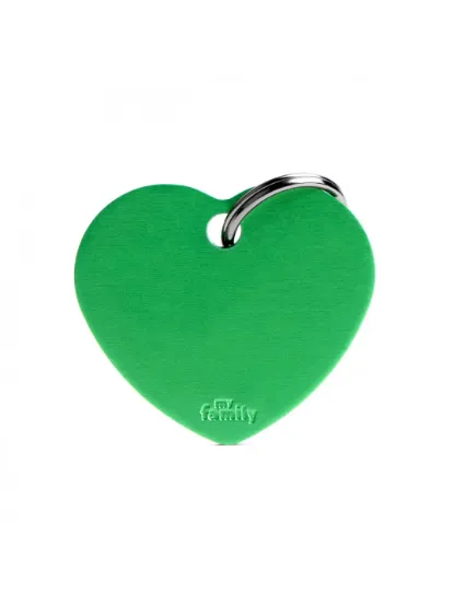 Снимка на My Family Dog Tag Small - Ръчно изработен адресник ,сърце, хромиран медальон за кучета -зелен