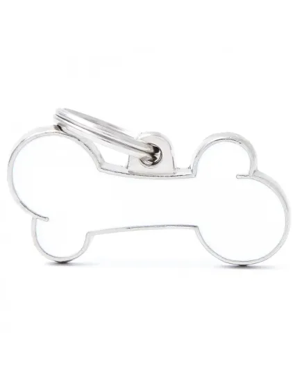 Снимка на My Family ID Tag Big White Bone - Елегантен кучешки адресник в форма на кокал, бял