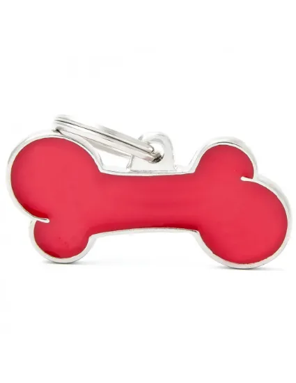 Снимка на My Family ID Tag Big Bone - Елегантен кучешки адресник в форма на кокал, червен