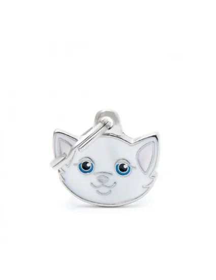 Снимка на My Family Cat Tag - White European Shorthair Cat - Елегантен адресник за котки - порода Европейска късокосместа, бял