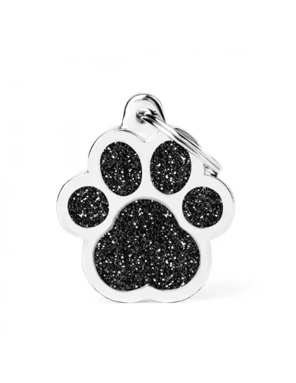 Снимка на My Family Big Paw Id Tag - Елегантен кучешки адресник медальон във форма на лапа - черен