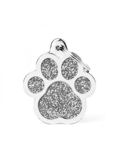 Снимка на My Family Big Paw Id Tag - Елегантен кучешки адресник медальон във форма на лапа - сив