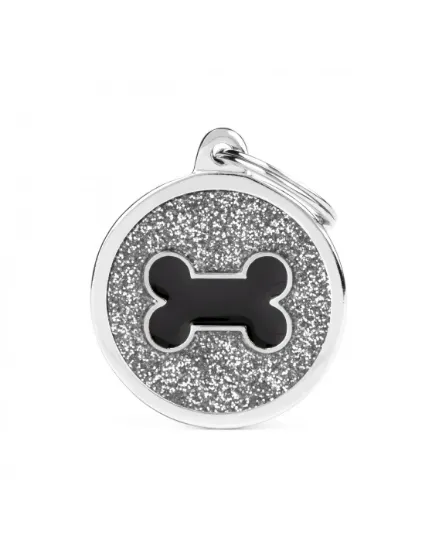 Снимка на My Family Id Tag - Елегантен кучешки адресник медальон, кръгъл с лапа, 3.2 см. - сив