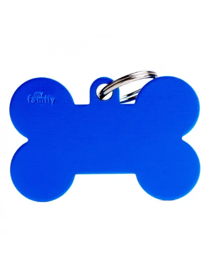Снимка на My Family Id Tag - Елегантен кучешки алуминиев адресник медальон във форма на кокал - син