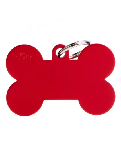Снимка на My Family Id Tag XL - Елегантен кучешки алуминиев адресник медальон във форма на кокал - червен