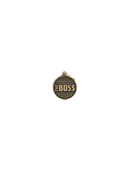 Снимка на My Family Id Tag - Елегантен алуминиев кучешки адресник медальон с надпис The Boss - златист