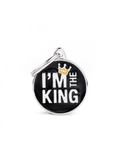 Снимка на My Family Id Tag - Елегантен алуминиев кучешки адресник медальон с надпис I'm The King