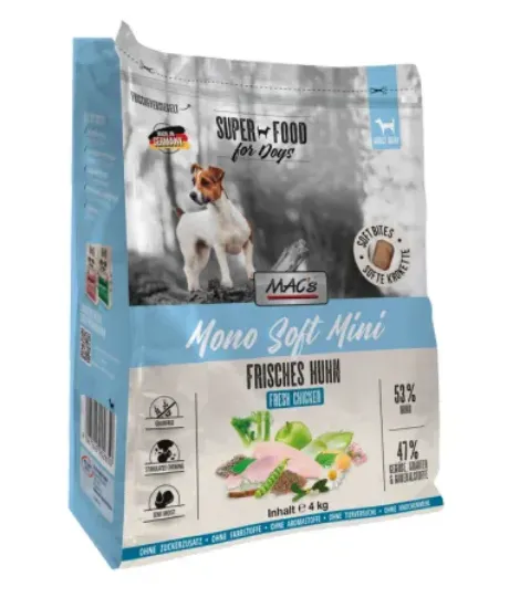 Снимка на MACs Dog Mono Soft MINI FRESH Пълноценна храна за куче от дребни породи с чувствителен стомах - пиле 4кг.