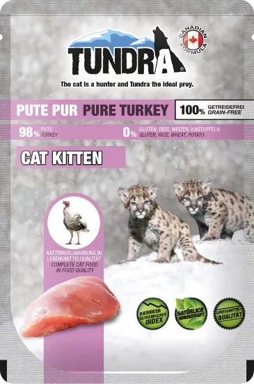 Снимка на Tundra Kitten Pure Turkey - Премиум пауч за подрастващи котки, без зърно, с чисто пуешко месо, 100 гр./4 броя