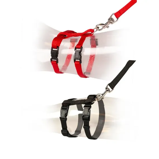 Снимка на Duvo Plus Cat Walking - Комплект за котки, повод 125 см. с регулируем нагръдник 20-35 см./червен,черен