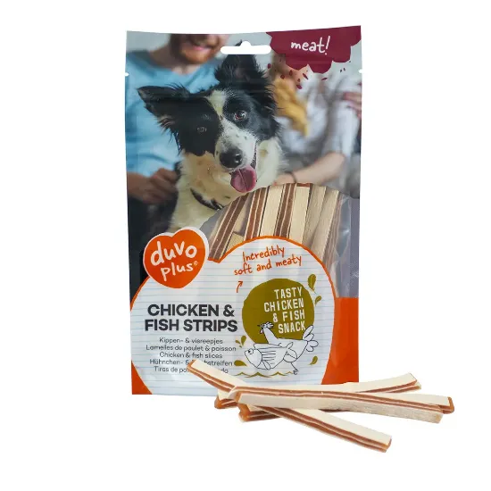 Снимка на Duvo Plus -Лакомство за кучета ,лентички с пиле и риба костур, 80 гр./2 пакета