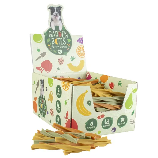 Снимка на Duvo Plus Garden Bites Fruity Dental Swirls - Лакомство ,дентални пръчици за кучета с банан, праскова и круша/20 броя