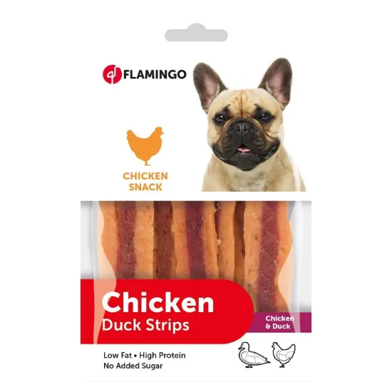 Снимка на Flamingo chick'n Duck Snack - Лакомство за кучета - снакс с вкусно пилешко и патешко месо, 85 гр