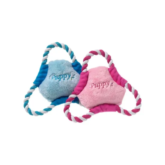 Снимка на Flamingo - Забавна играчка за кучета , плюшено фризби с въже за дърпане, 17 см/розово, синьо