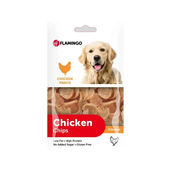 Снимка на Flamingo Chick and chips - Вкусно лакомство за кучета, хапки с пилешко месо, 85 гр./2 пакета