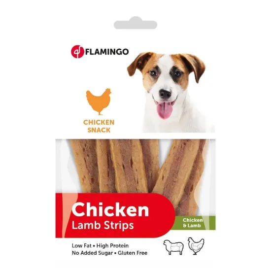 Снимка на Flamingo Chick and Lamb - Вкусно лакомство за кучета, хапки агнешко с пилешко месо, 85 гр.