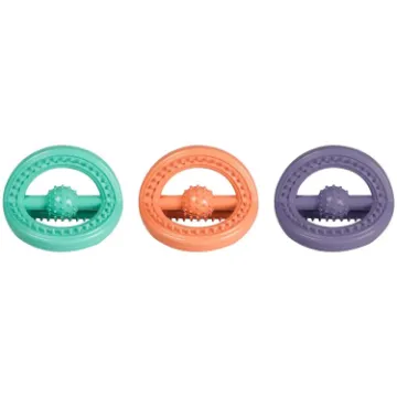 Показвай детайлите за Flamingo Tri ring rubber - Дентална играчка за кучета за дъвчене, масажираща венците , 11/14.5 см./три цвята 1 - MyPetShop.bg Снимка на Flamingo Tri ring rubber - Дентална играчка за кучета за дъвчене, масажираща венците , 11/14.5 см./три цвята 1