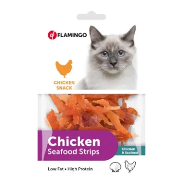 Показвай детайлите за Flamingo Chick`n Snack Soft Strips - Вкусно лакомство за котки, меки ленти с пилешко месо и морски дарове, 85 гр. 1 - MyPetShop.bg Снимка на Flamingo Chick`n Snack Soft Strips - Вкусно лакомство за котки, меки ленти с пилешко месо и морски дарове, 85 гр. 1