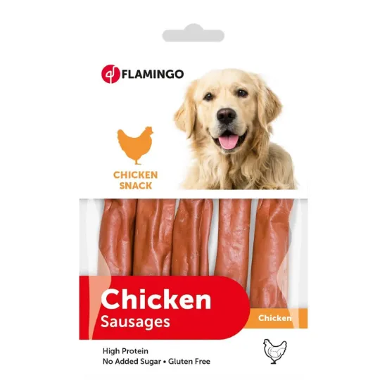 Снимка на Flamingo Mini Sausages Chicken - Вкусно лакомство за кучета , мини наденички с пилешко месо, 85 гр. 2 пакета