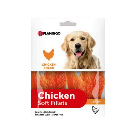 Снимка на Flamingo Chicken Snack - Лакомство за кучета, вкусни пилешки филета, 170 гр.