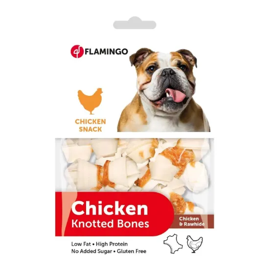 Снимка на Flamingo Chicken Snack - Лакомство за кучета , вързани кокалчета с пилешко месо, 85 гр.