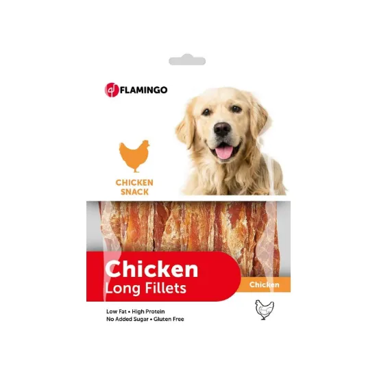 Снимка на Flamingo Chicken Snack L - Лакомство за кучета , филета от пилешко месо, 400 гр.