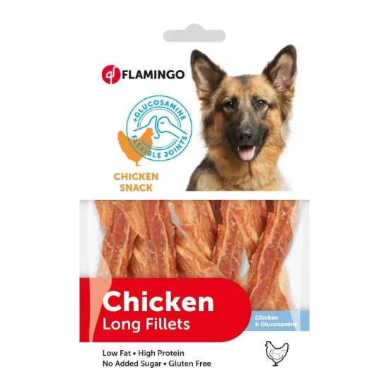 Снимка на Flamingo Flexible - Вкусно лакомство за кучета, пилешки филета с витамини за гъвкави стави,85 гр./2 пакета