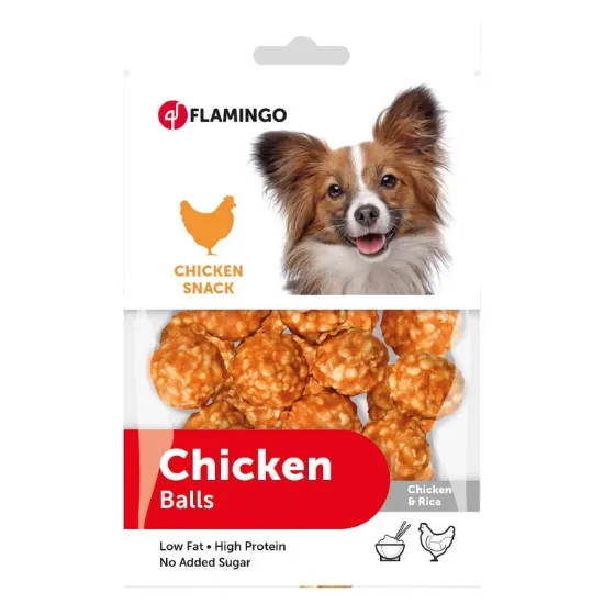 Снимка на Flamingo Chick'n Snack - Вкусно лакомство за кучета, пилешки хапки с ориз,75 гр./2 пакета