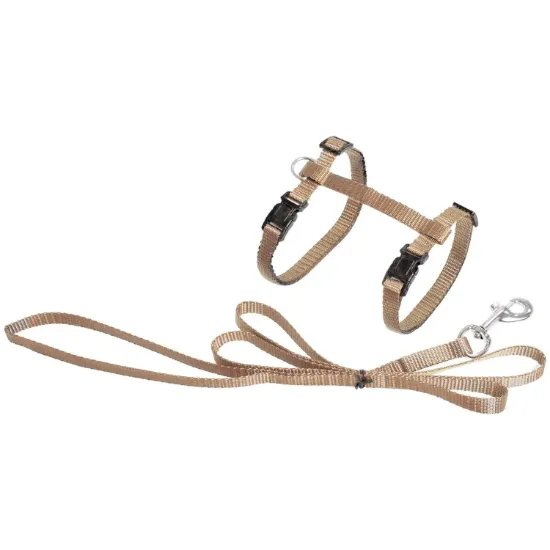 Снимка на Flamingo Cat Harness and Leash - Повод 110 см. с регулируем нагръдник за котки,27-46 гръдна обиколка и вратна 22 до 36 см - бежав