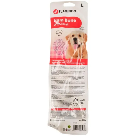 Снимка на Flamingo Nature Ham Bone L - Лакомство за кучета , кокал с шунка, 300 гр. х 2 опаковки