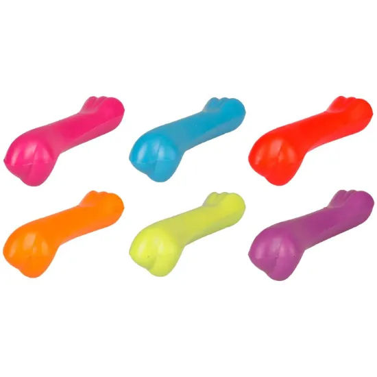 Снимка на Flamingo Rubber Bone - Забавна играчка за дъвчене за кучета - гумен кокал, 12 см./ различни цветове