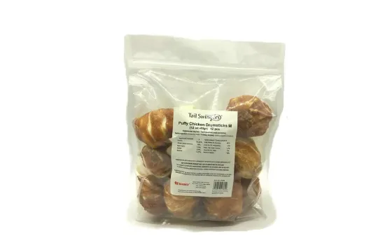 Снимка на Pet Interest Puffy Chicken Drumsticks - M - Вкусно лакомство за кучета , бутчета от волска кожа увити с пилешко филе, 12 броя/12 см./960 гр.