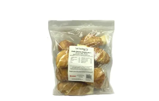 Снимка на Pet Interest Puffy Chicken Drumsticks - L - Вкусно лакомство за кучета , бутчета от волска кожа увити с пилешко филе, 12 броя/16 см./1380 гр.