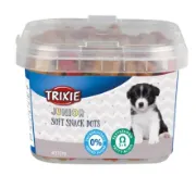 Снимка на Trixie Junior Soft Snack Dots - Лакомство за подрастващи кучета, меки хапки с пилешко и сьомга, омега 3 и омега 6,140 гр./2 пакета 1